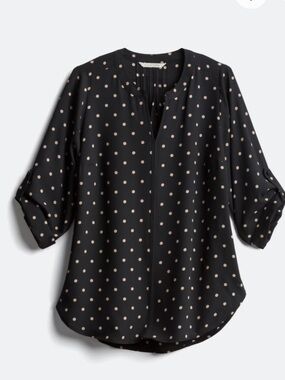 41 Hawthorn Black Blouse with Beige Polka Dots